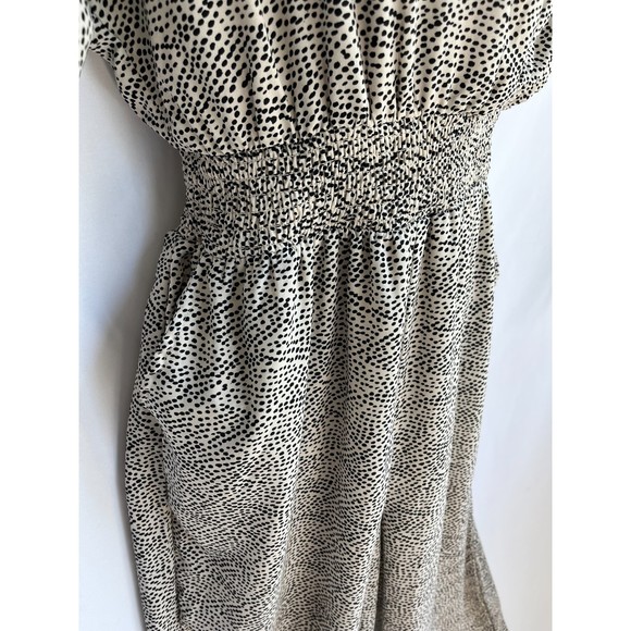 Japna Wide Leg Jumpsuit V Neck Animal Print Sz L Smocked Waist Surplice Boho - Picture 9 of 12